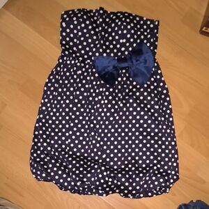 Papaya | Strapless Dress in Dark Blue with White Dots